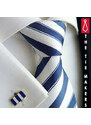 Beytnur Luxusní hedvábná kravata světlá s tm. modrým pruhem 211-48