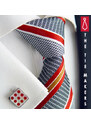 Beytnur Luxusní hedvábná kravata šedá s červenooranžovým pruhem 210-2