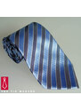 Beytnur Luxusní hedvábná kravata modrá s šedým pruhem 166-1