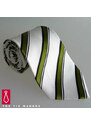Zelenobílá kravata Beytnur 168-2 pruhovaná