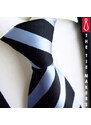 Jednoduchá černo modrý pruh kravata Beytnur 44-7