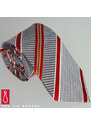 Beytnur Luxusní hedvábná kravata šedá s červenooranžovým pruhem 210-2