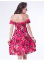 LM moda A Letní šaty k moři růžové s květy