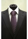 Šperky LAFIRA Style Pánská fialová klasická kravata se stříbrnými pruhy - 8 cm