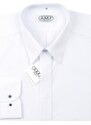 Pánská luxusní košile AMJ bílá JDA018SKL, dlouhý rukáv, zdobený límec