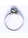 Stříbrný prsten přírodní perla černá - T1180