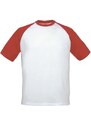 B&C Pánské triko s krátkým rukávem Baseball B&C (TU020) Bílá / Červená S