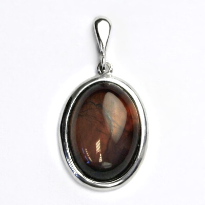 Čištín s.r.o. Stříbrný přívěsek, přírodní červené tygří oko, přívěsek s tygřím okem, P 1492